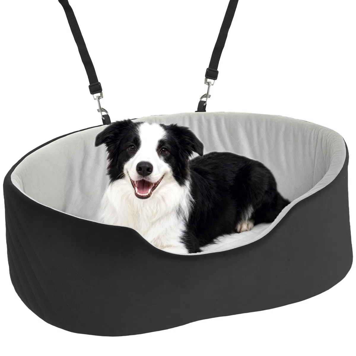 PawHut Seggiolino per cani con cintura di sicurezza e attacco, comodo seggiolino imbottito per cani fino a 15 kg, trasportino rimovibile, nero