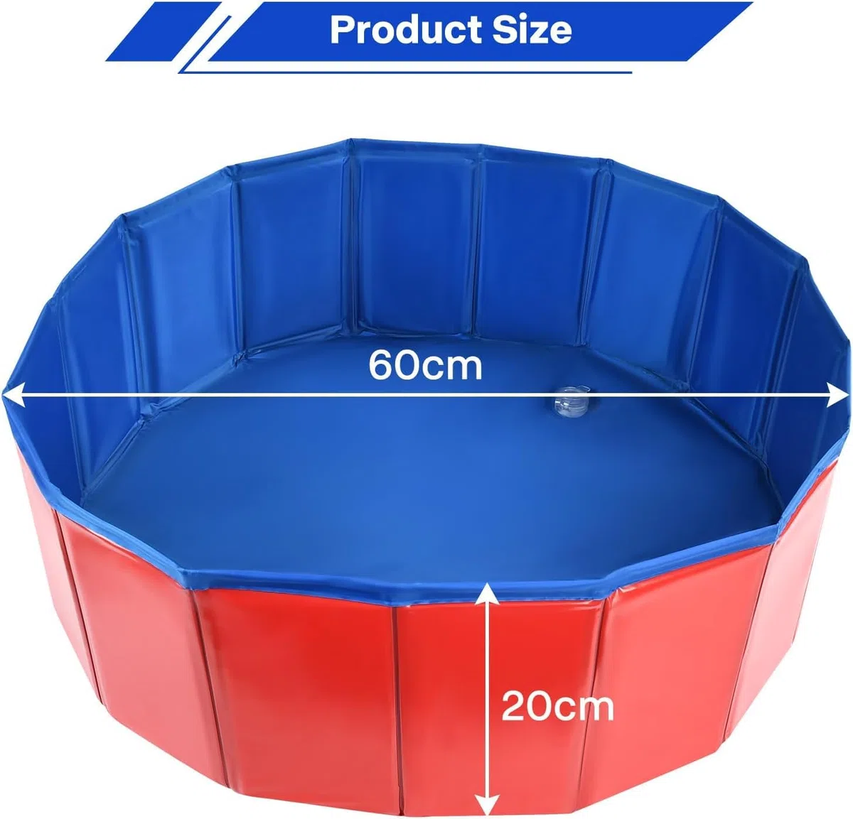 Piscina pieghevole per cani, 60 x 20 cm, vasca da bagno pieghevole per animali domestici, in PVC, antiscivolo, per cani, gatti e bambini, per interni ed esterni