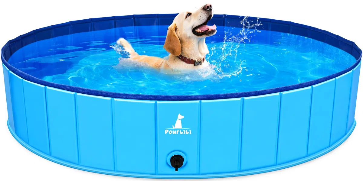 Pourbibi Piscina Per Cani Grandi, Vasca Da Bagno Pieghevole Per Cani, Antiscivolo, Piscina Per Bambini E Cani, 120 X 30 Cm