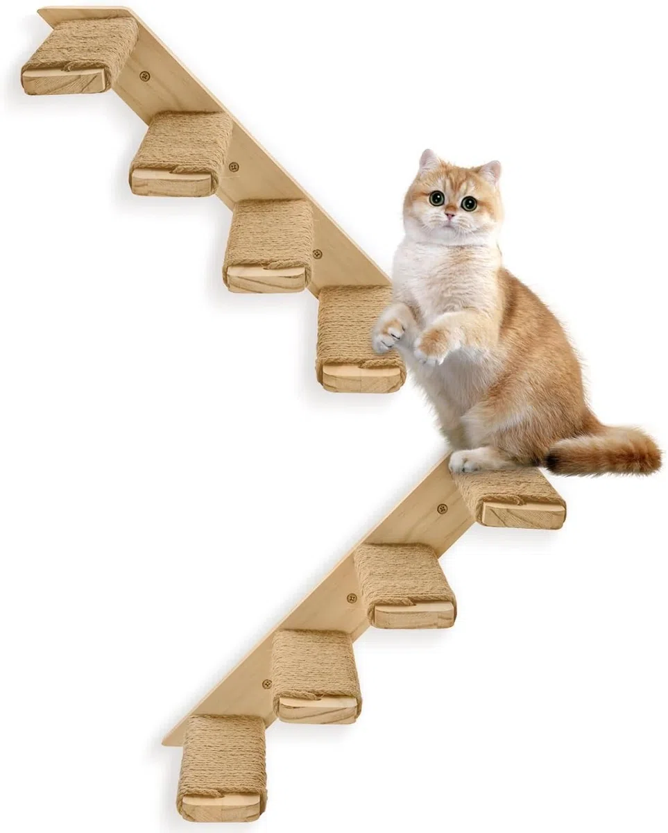 Mensole da parete per gatti e scale con corda in sisal, gradini da parete per gatti, mobili e forniture (scale per gatti confezione da 2 - 4 gradini)