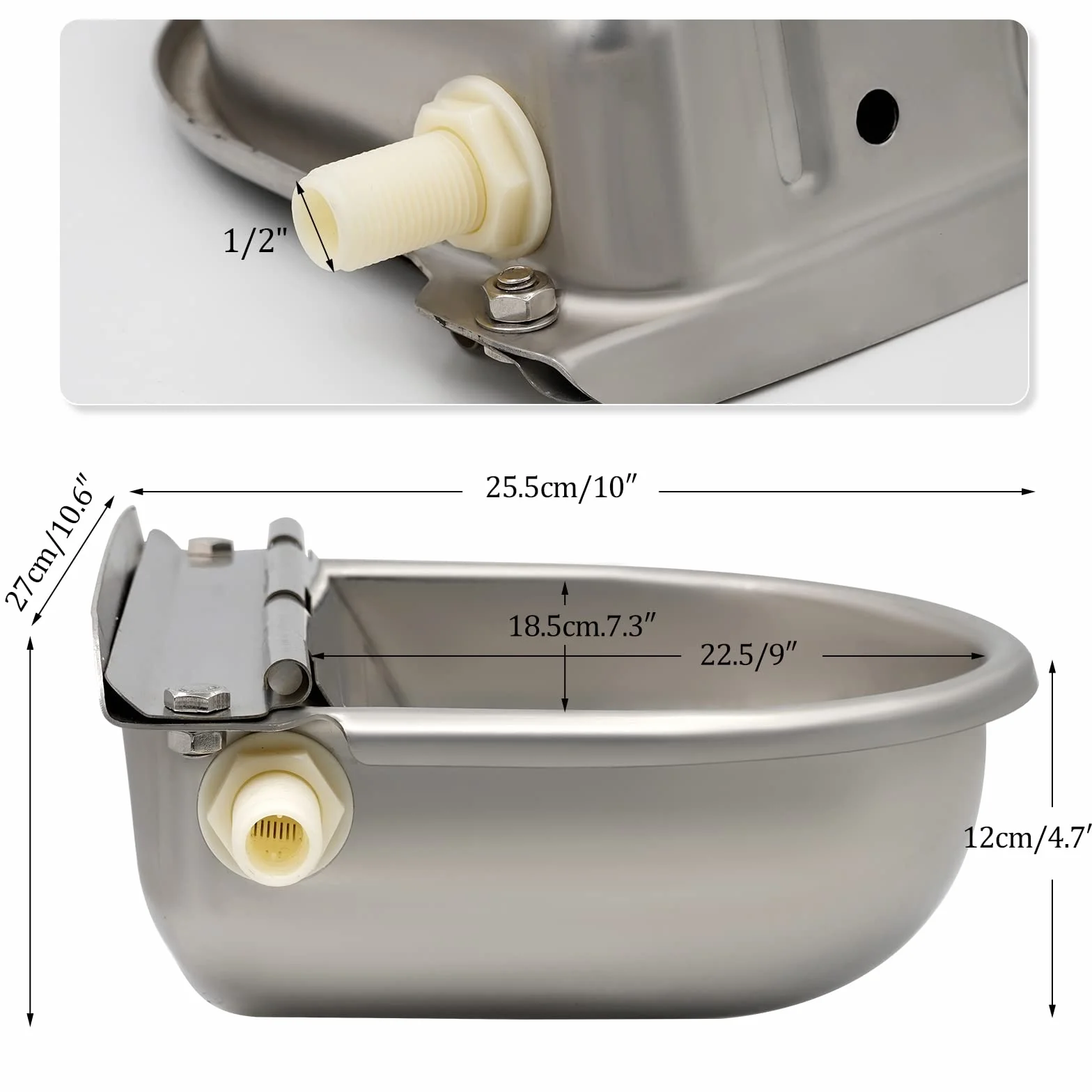 Abbeveratoio Automatico per Cani con 2 Valvole A Galleggiante Regolabili, Abbeveratoio per Bovini In Acciaio Inox per Bue, Cavallo, Capra, Pecora, Abbeveratoi Automatici per Polli