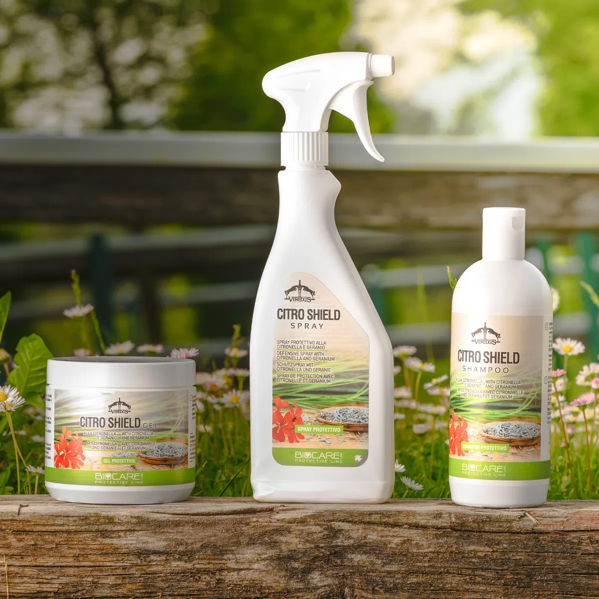 Veredus, Citro Shield Gel, Gel con azione protettiva alla citronella e geranio, studiato per le zone sensibili e delicate del cavallo - 1 barattolo da 500ml