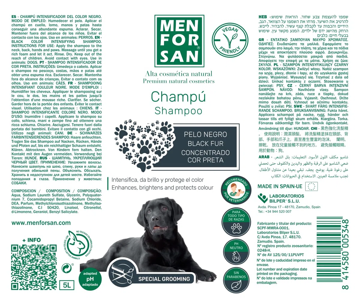 Shampooing Men for San Chien Cheveux Foncé Fruité (5 L)