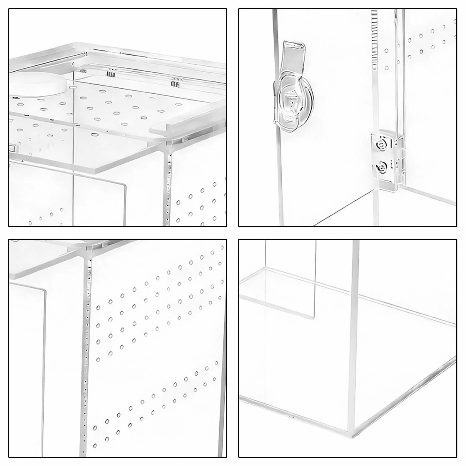 Recinzione per ragni per saltare, 15 x 15 x 23 cm, in acrilico, terrario, rettangolo a 360°, in vetro rettangolare con porta laterale, per serpente, rana, insetto, tarantola, granchio eremita
