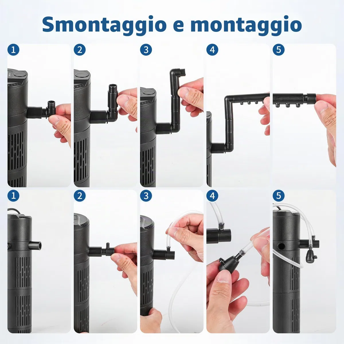 Filtro Acquario Interno 5 in 1, Pompa Acquario con Lampada di sterilizzazione 6W UV tempo regolabile, Pompa Filtro per Acquarios con Flusso Regolabile acquari da 40-1500L (800L/H)