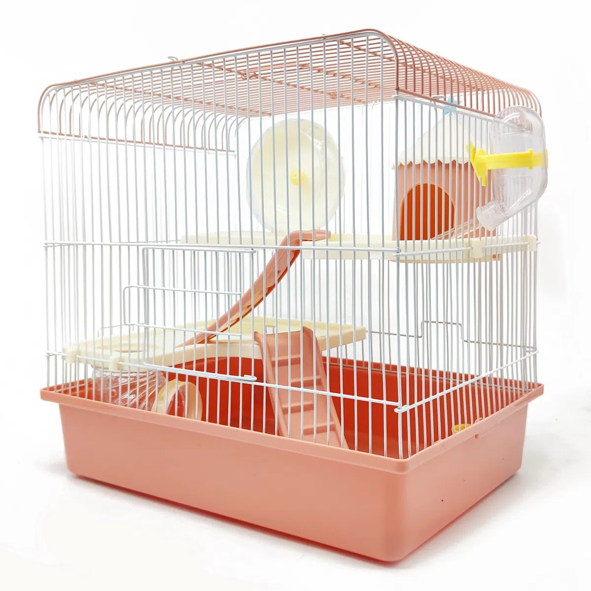 BPS® - Gabbia / casetta per criceto, mini, con mangiatoia, abbeveratoio, ruota e tunnel, colore casuale, BPS-1383