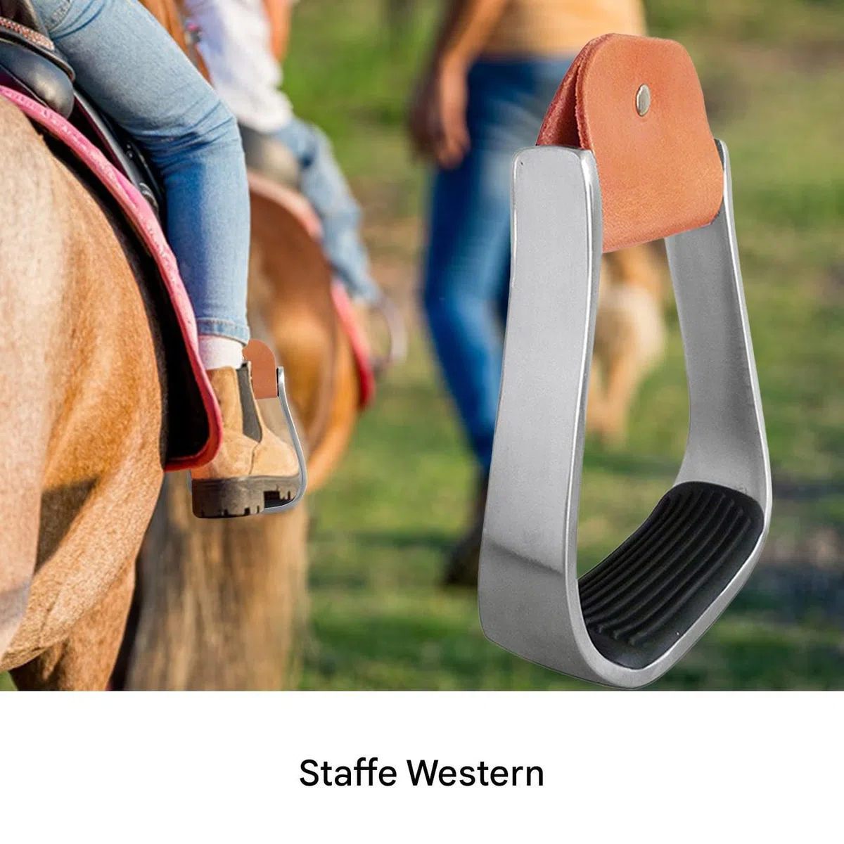 Staffe Western In Alluminio - Staffe Leggere Per Equitazione | Per Sella Western Con Cuscinetto In Antiscivolo Di Sicurezza | Coppia Di Equestri In Metallo Liscio Non Presso