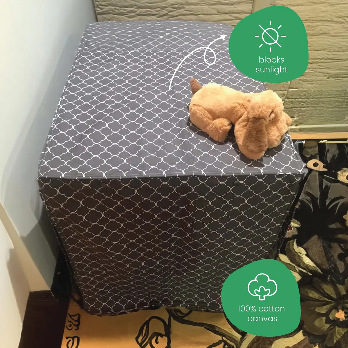 Clark Gable - Copertura per gabbia per cani da 91,4 cm, misura 91,4 x 61 x 68,6 cm, due ante arrotolabili, realizzata in 100% cotone lavabile in lavatrice, resistente, traspirante e prelavato