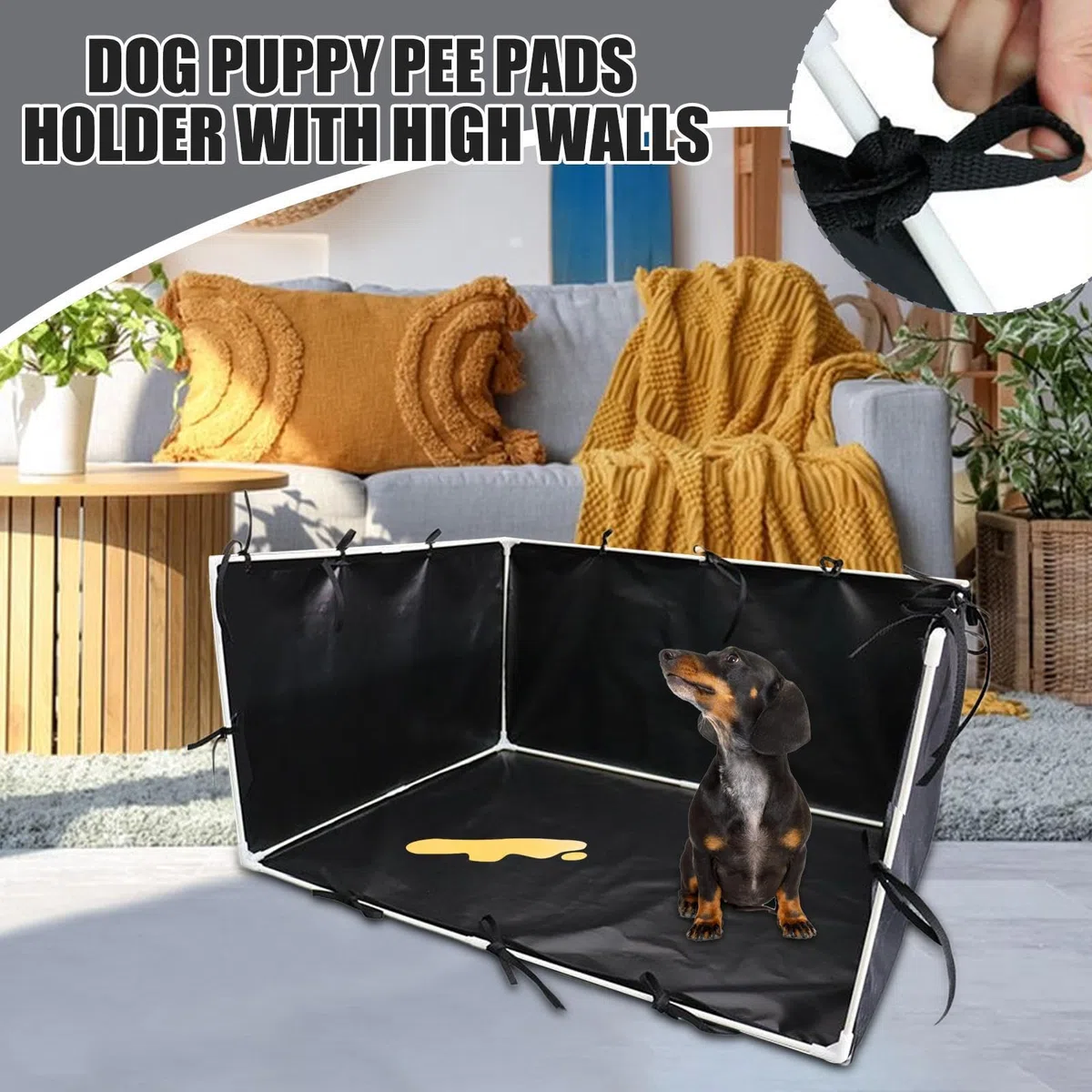 Supporto per pipì per cani, vassoio per vasino per cuccioli con bordo alto, supporto per pipì con pareti, robusto antiscivolo per addestramento del cane, per uso interno ed esterno, 89 x 73 x 44 cm