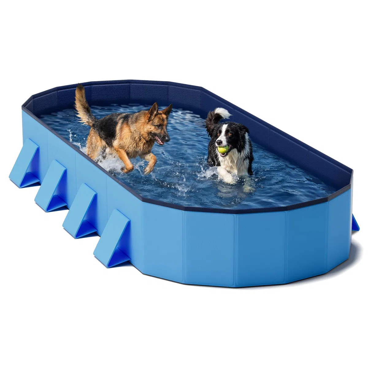 Raxurt Piscina per Cani 200 cm Pieghevole, Piscina per Cani Grande con Struttura Ottagonale Stabile, Piscina Antiscivolo in PVC con Pareti Rinforzate per Giardino ed Esterno