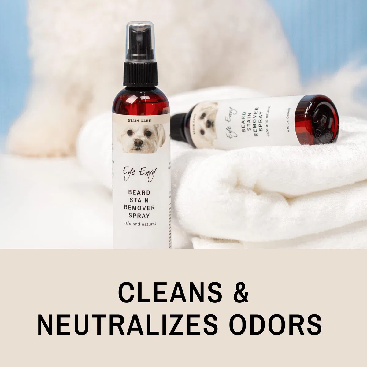 Eye Envy Spray smacchiatore per Barba per Cani/Gatti|100% Naturale e Sicuro|Solleva Le Macchie da sbavare, Saliva, Cibo, deflusso da lacrimazione|Tratta la Causa della colorazione<4 Once