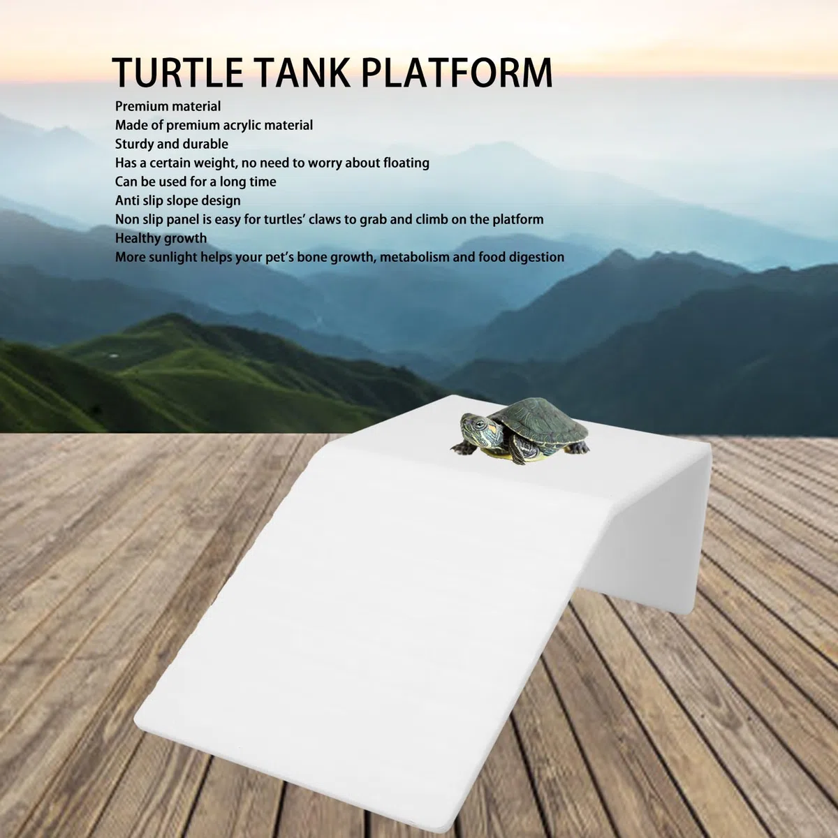 Tnfeeon Tartaruga Basking Platform Simulazione Acrilico Tartaruga Rampa Tartaruga Riposo Basking Dock Decorazioni Galleggianti Tortoise Ramp Rettile Scaletta Dock per Tartaruga Acquatica (L)