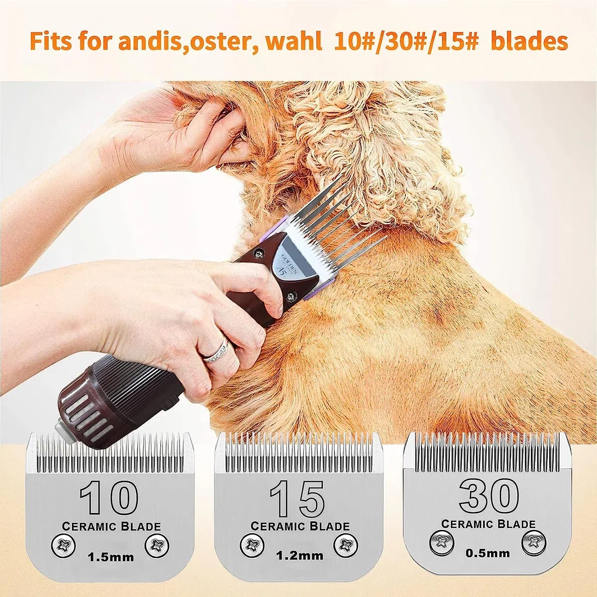 Accessorio per cani in acciaio inossidabile Pettine guida a 8 colori,compatibile con heiniger/MOSER Max45,50/Andis/Oster A5/Wahl KM10 Lama staccabile (adatta per 10/15/30 lame)