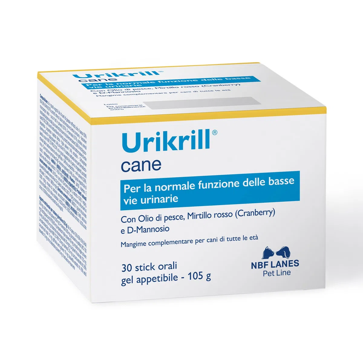 NBF Lanes | Urikrill Cane, Gel Appetibile 30 bustine, per la Normale Funzione delle Basse Vie Urinarie del Cane
