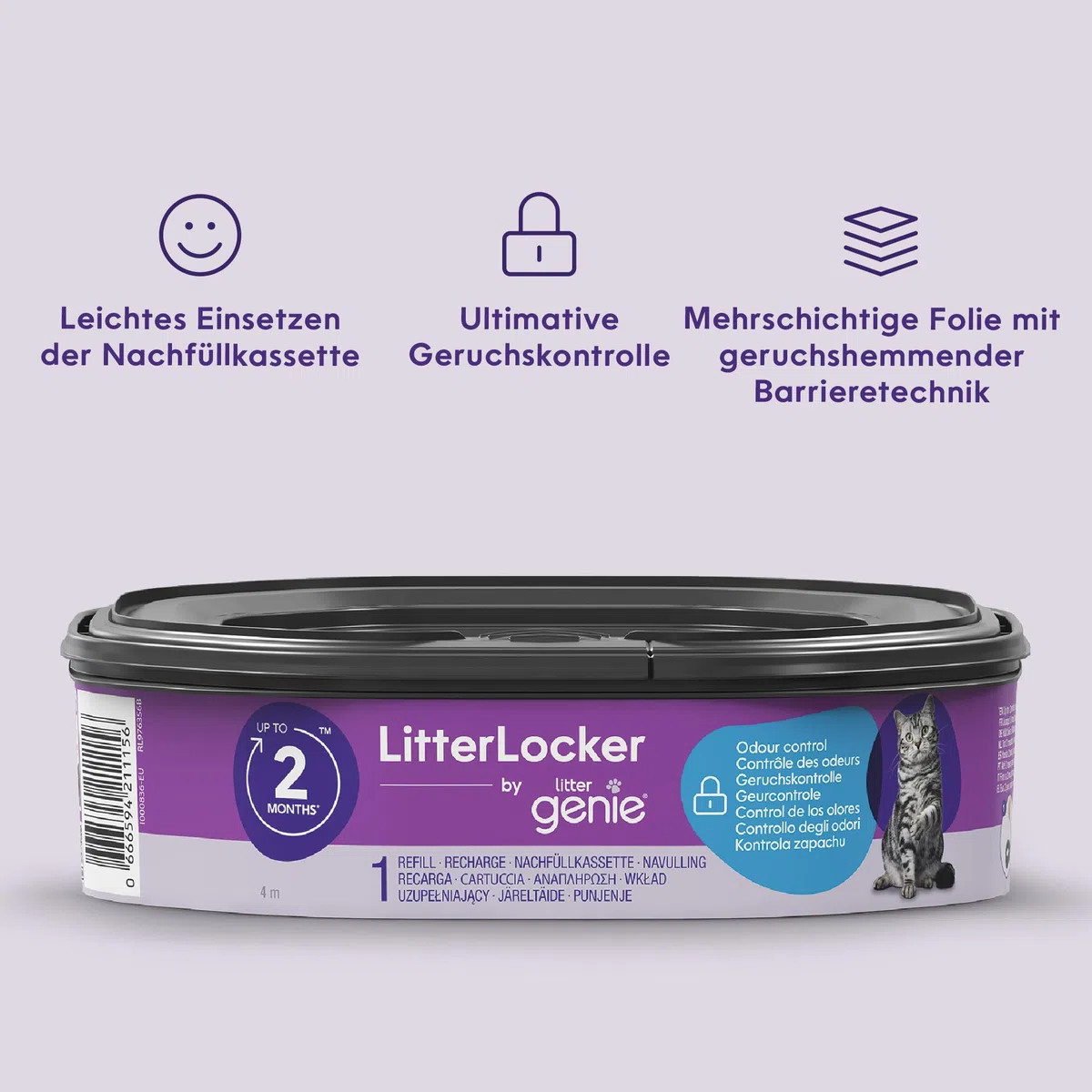 Litter Genie LitterLocker, confezione da 6 ricariche, pellicola speciale originale con barriera antiodore garantisce 100% protezione dagli odori, cassetta da 2 mesi