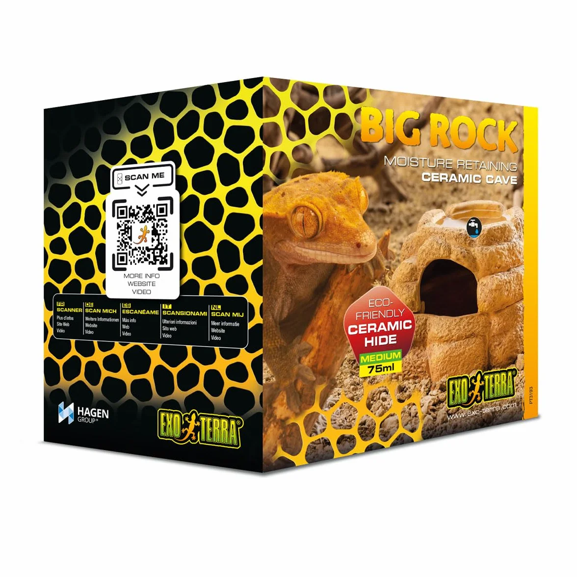 Exo Terra Big Rock - Grotta in ceramica con coperchio, misura media