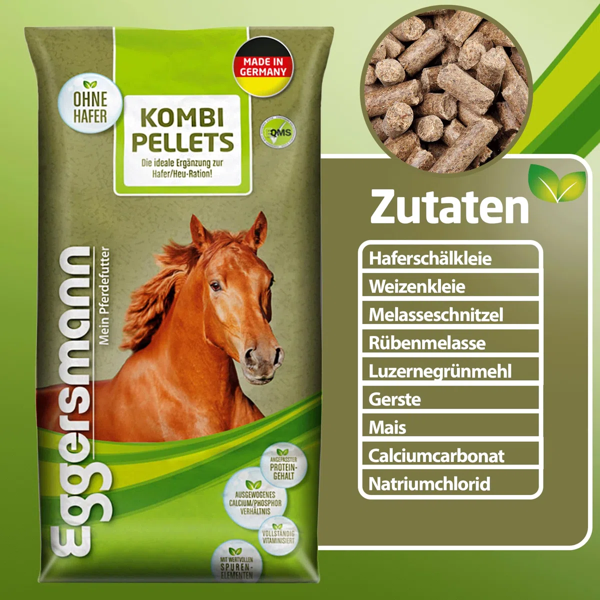 Eggersmann Mein Pferdefutter Combi Pellets 10 mm 25 kg – Mangime misto pelletizzato per cavalli e pony – Complemento ideale per l'alimentazione di avena e fieno – cibo per cavalli riduce le proteine e