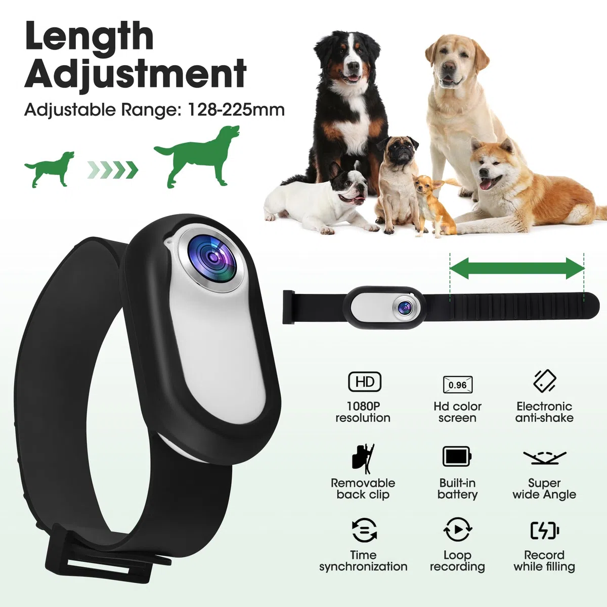 1080P - Collare per fotocamera per gatti, HD, con grandangolo di 170° e scheda SD da 32 GB, mini sport Action Camera per gatti per riprese video e foto, fotocamera per animali domestici, regalo di