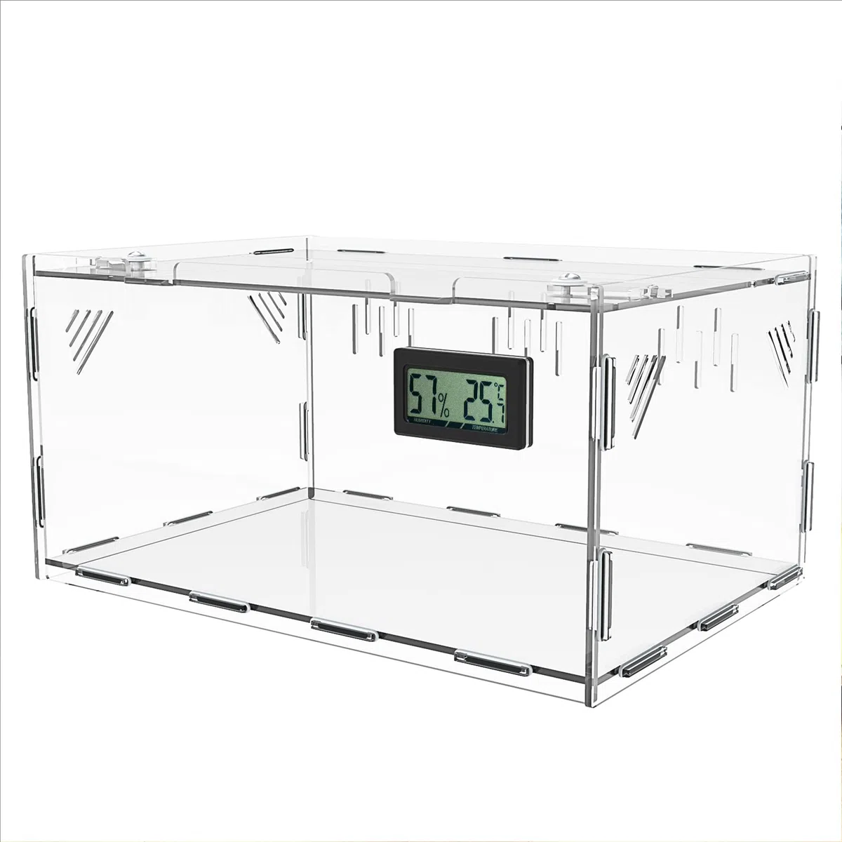 Oiakz Terrario per Rettili con Igrometro di Temperatura, in Acrilico per Piccoli Insetti, Casa, Ufficio, 40 x 24 x 18 cm (DE-Z002)