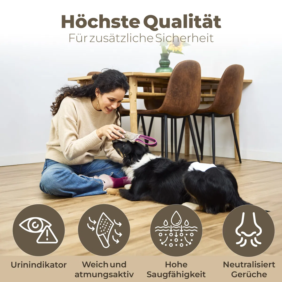 MIKAU - Pannolini per cani maschi ultra assorbenti (confezione da 48), vestibilità anti-perdite, comodi e resistenti, facile da posizionare. Incluso il rotolo del sacchetto per la cacca