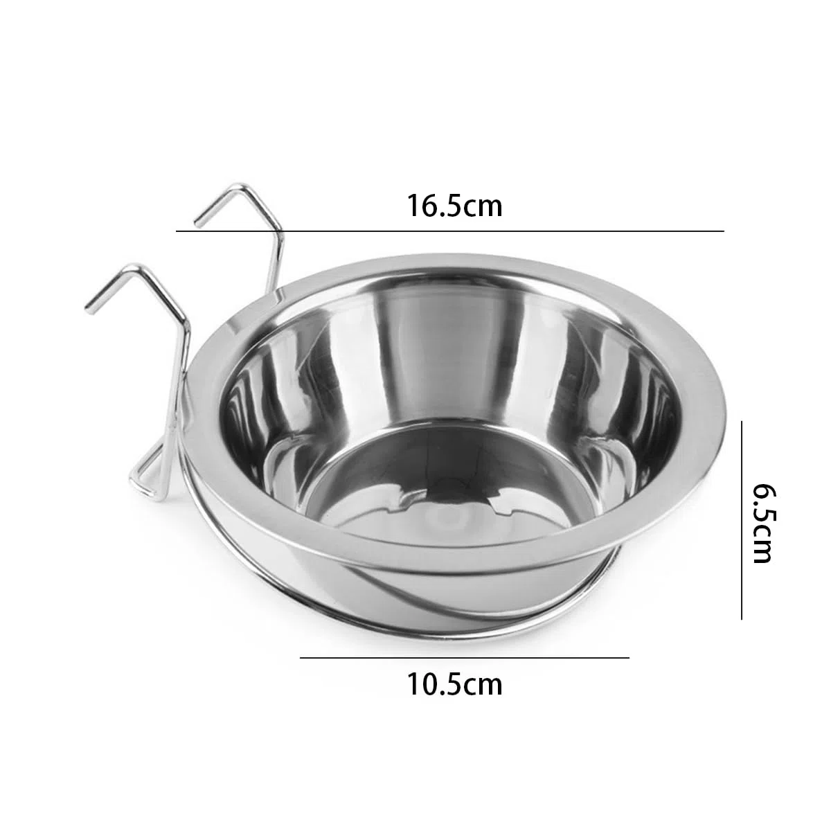2 ciotole per animali domestici da appendere, in acciaio inox, con ganci per gabbie per uccelli, gabbia per cani, gatti, pappagalli, uccelli, conigli (16,5 cm)