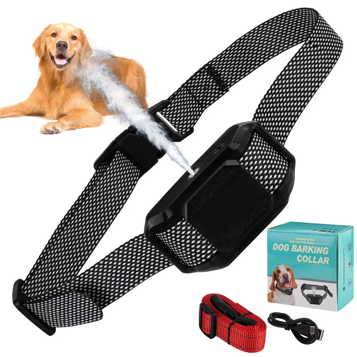 Collare spray anti abbaiare SUPERNIGHT Citronella dispositivo di addestramento per cani sicuro umano ricaricabile con 2 cinghie regolabili