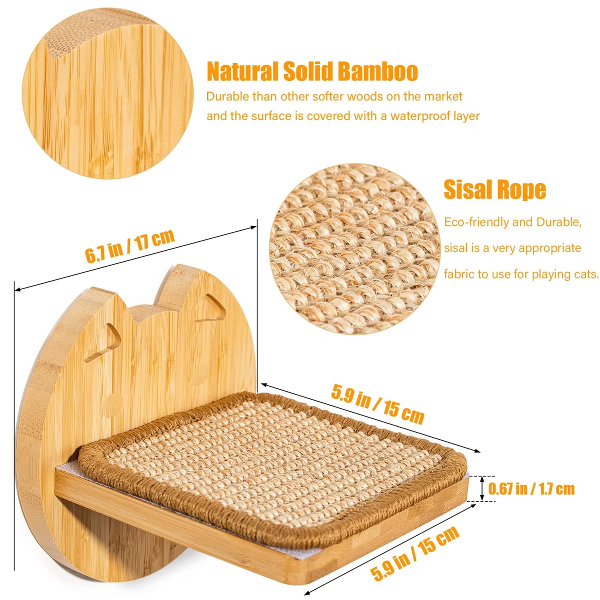 Yangbaga Set di 3 Scale per Gatti - Parete di Arrampicata Con Gradini 18x16 cm in Beige - Passerella e Scala per Gatti
