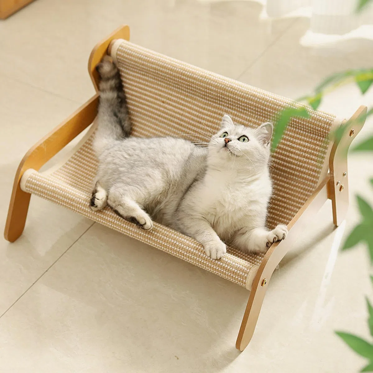 Divano tiragraffi per gatti per tutte le stagioni, rivestito in sisal, resistente ai graffi, con tappetino rinfrescante, design multifunzionale, per atrii, balconi e sale attività per gatti