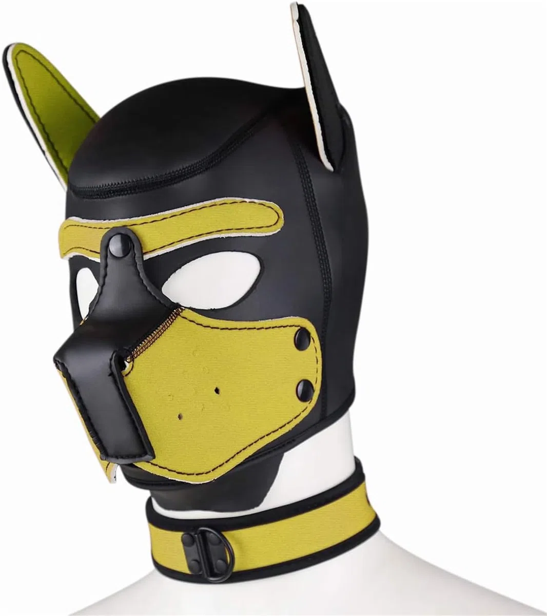 Maschera in neoprene per cucciolo con colletto, rimovibile, per cosplay e cuccioli, maschera per Halloween, costume da festa
