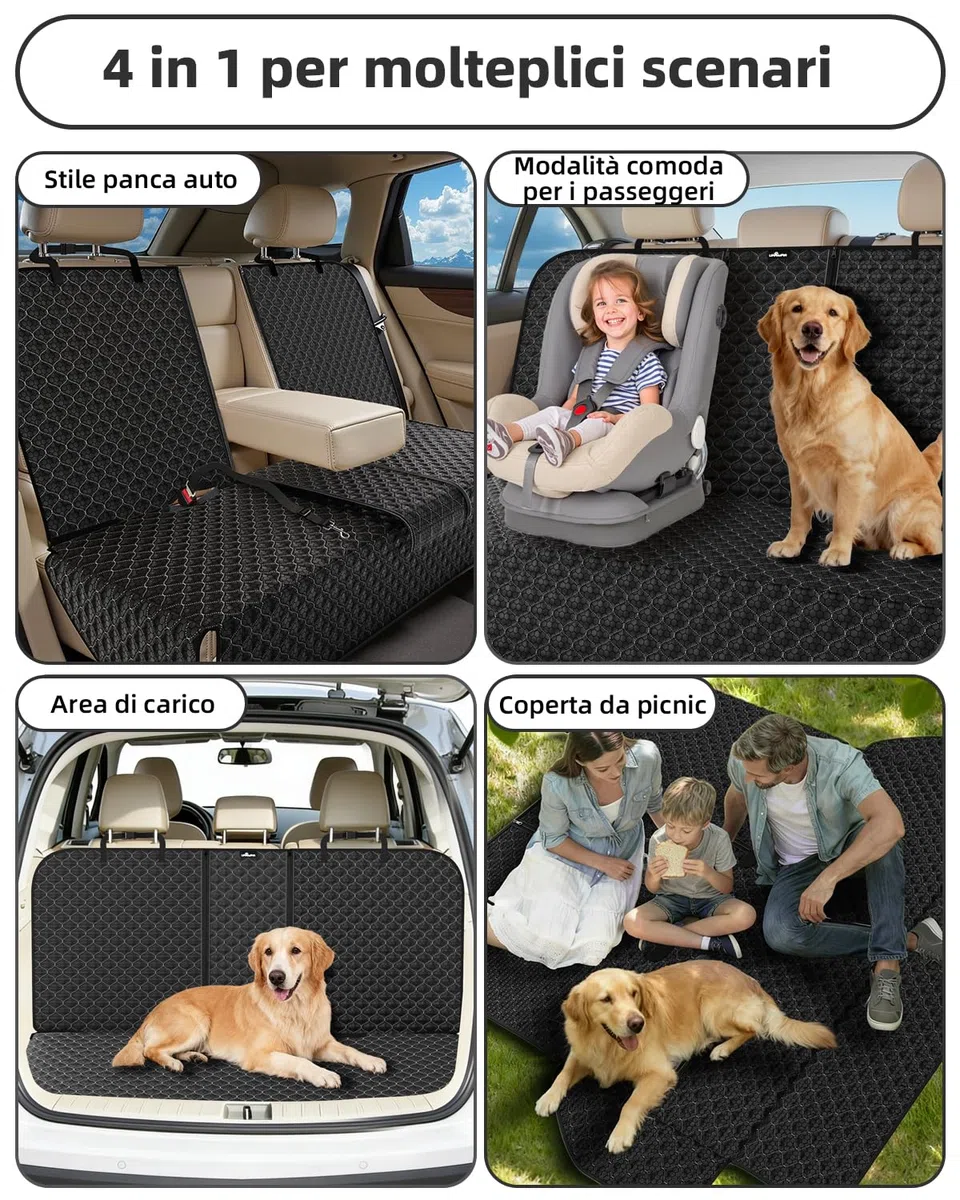 Coprisedile Auto per Cani Antiscivolo Impermeabile Copertura Sedili Auto per Cani Compatibile con Seggiolino Auto Copri Sedile Auto per Cani Bambini Adatto alla Maggior Parte delle Auto SUV