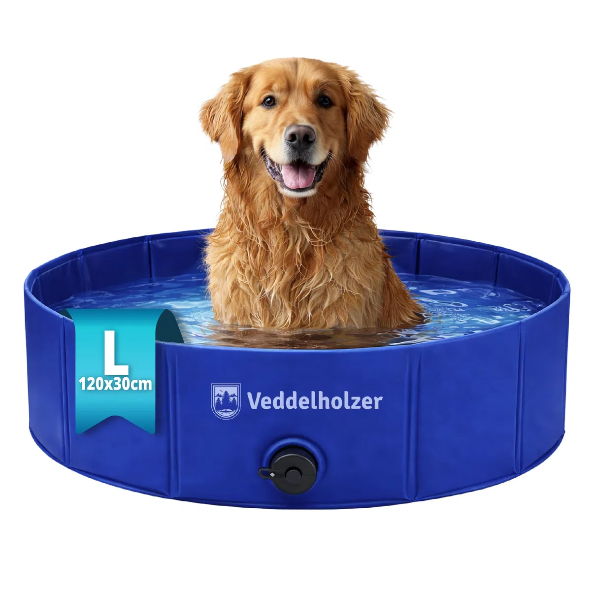 Piscina per cani pieghevole Veddelholzer (L) 120 x 30 cm Antiscivolo – Piscina per cani robusta, salvaspazio e stabile, ideale per giardino e balcone, montaggio rapido senza gonfiaggio, per cani