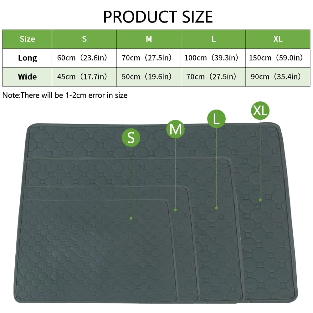 Tappetini Igienici per Cani,Super Tappetini Lavabile Assorbenti Cane,Traversina Lavabile per Cani,Riutilizzabile Tappetini Cane Adatto a Cani e Gatti(1 PZ 150x90 cm) XL-Grigio