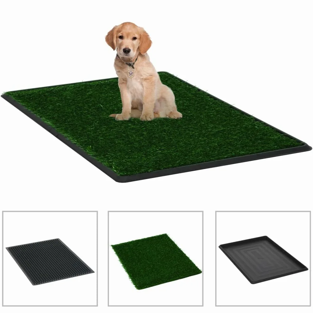 vidaXL Tappetino Igienico Cani con Erba Sintetica Funzionale Pratico Efficace Durevole di Qualità Resistente Conveniente WC Lettiera Verde 76x51x3 cm