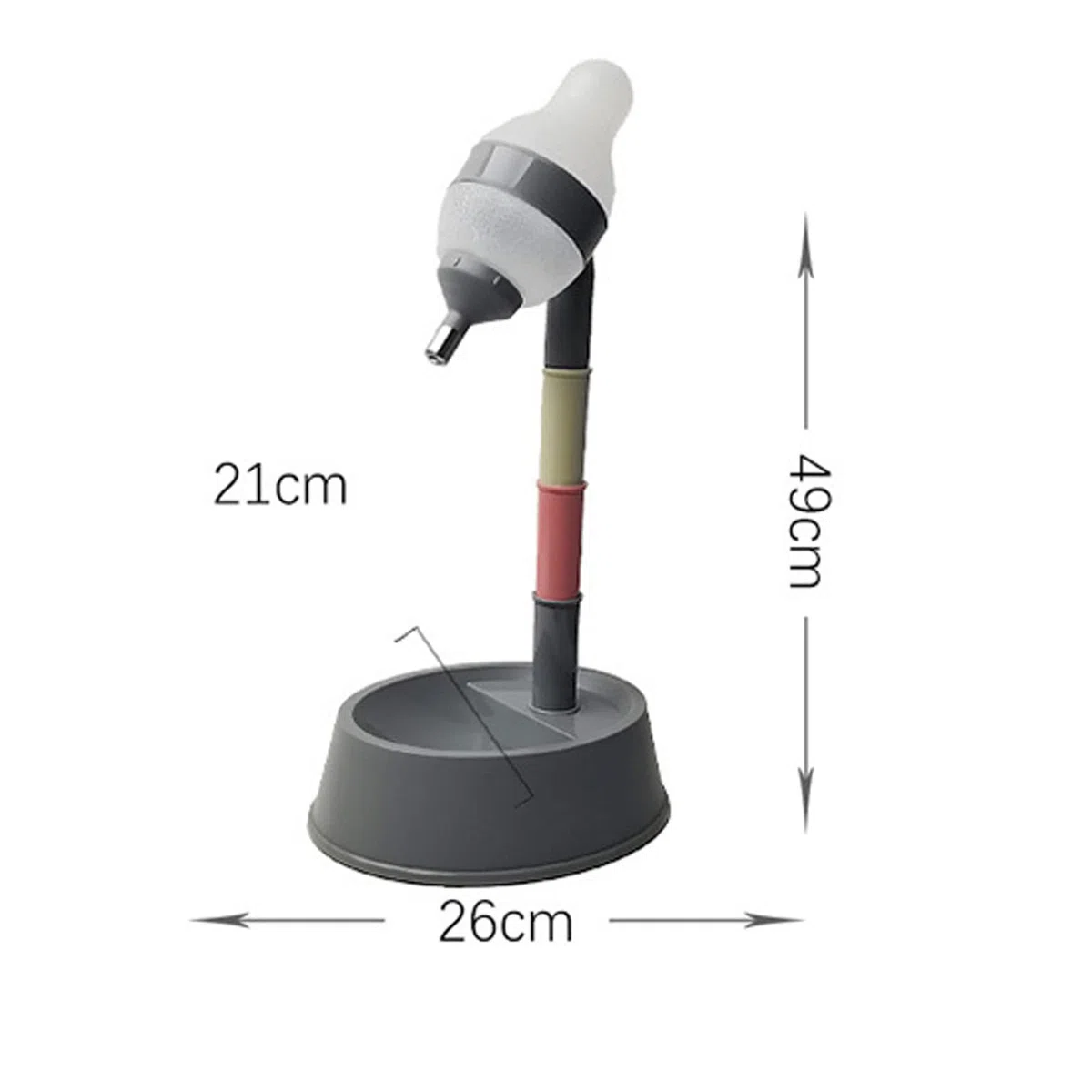 Dispenser di Acqua in Piedi per Animali Domestici, Alimentatore per Cibo per Cani e Distributore d'Acqua, con Asta Staccabile, Regolabile in Altezza, per l'Alimentazione Automatica (Grigio Scuro)