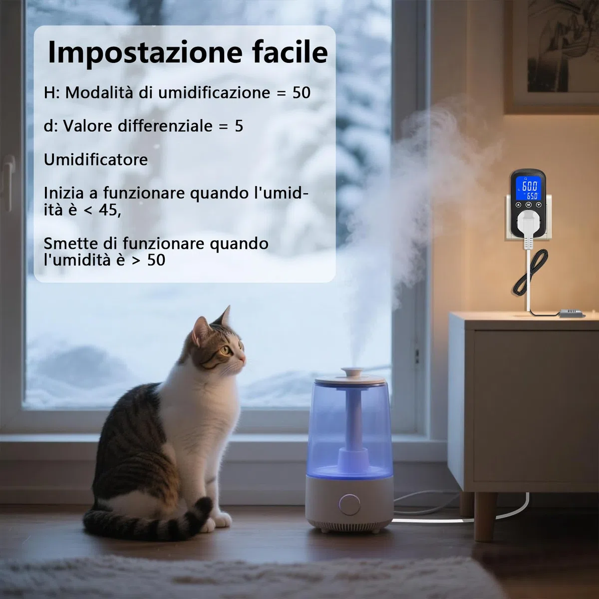 KETOTEK KT2200 Controllore di Umidità Digitale con Spina – Igrostato per Umidificatore e Deumidificatore – per Terrario Rettili, Incubatrice, Serra, Armadio Piante