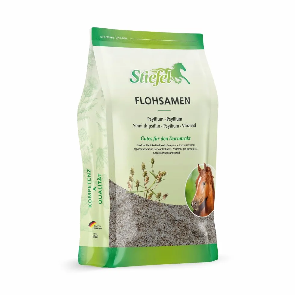 Stiefel Semi di psillio per Cavalli, 100% gusci di Semi di psillio Indiani Naturali, Supporta la Funzione autopulente dell'intestino, 1 kg