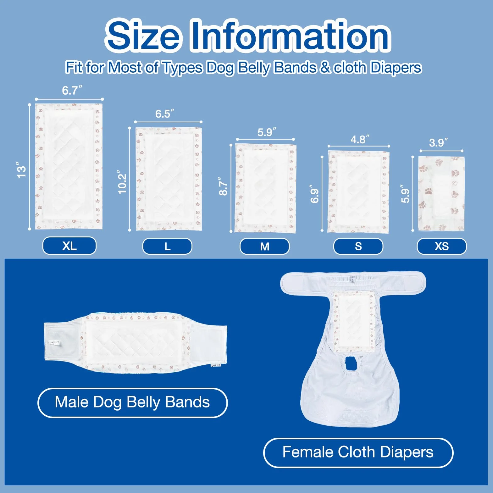 MICOOYO Fodere per pannolini usa e getta per cani, per cani maschi e femmine, super assorbenti, si adattano alla maggior parte dei pannolini per cani (protezione laterale a prova di perdite, M-100)