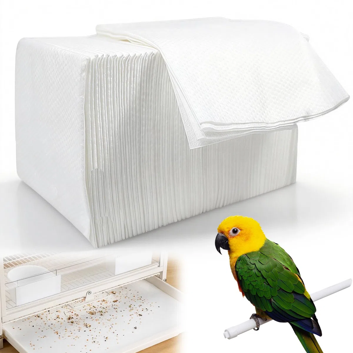 100 fogli di carta usa e getta per gabbie per uccelli, assorbenti, 28 x 50 cm, per gabbie per uccelli, vassoi fecali, tappetino per animali domestici, uccelli, pappagalli