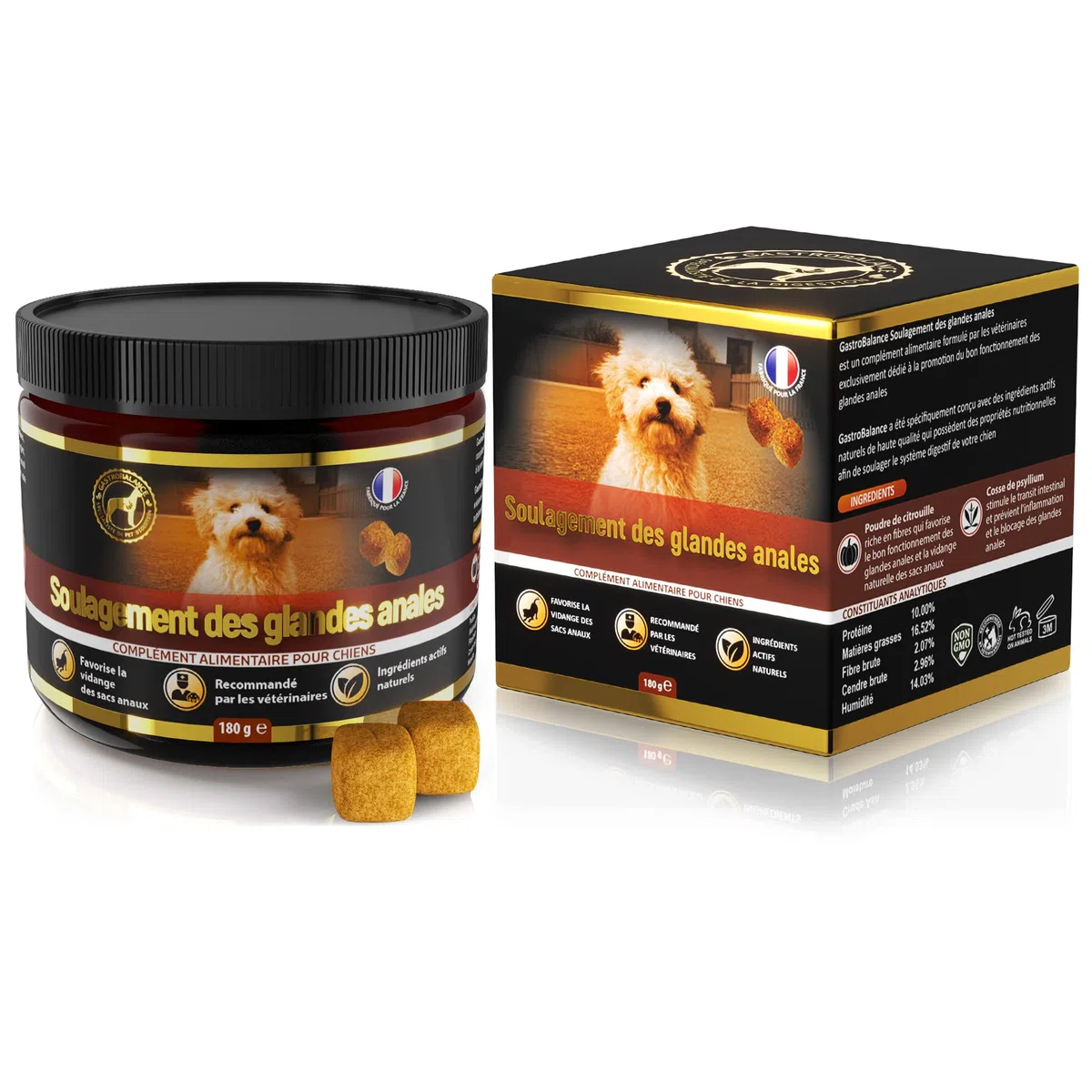 trattamento ghiandola cane - 60 crocchette che svuotano borse ghiandolari del cane - Gusto pollo (Italiano)