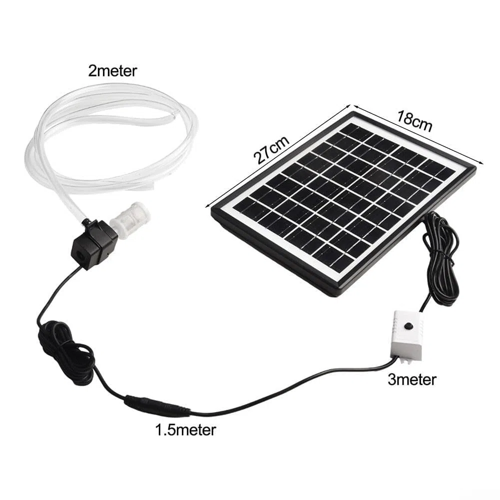 Kit pompa solare dell'acqua 6 W 9 V pannello 12 V, pompa sommergibile portata 240 l/h 2 m tubo filtro per stagno fontana acquario