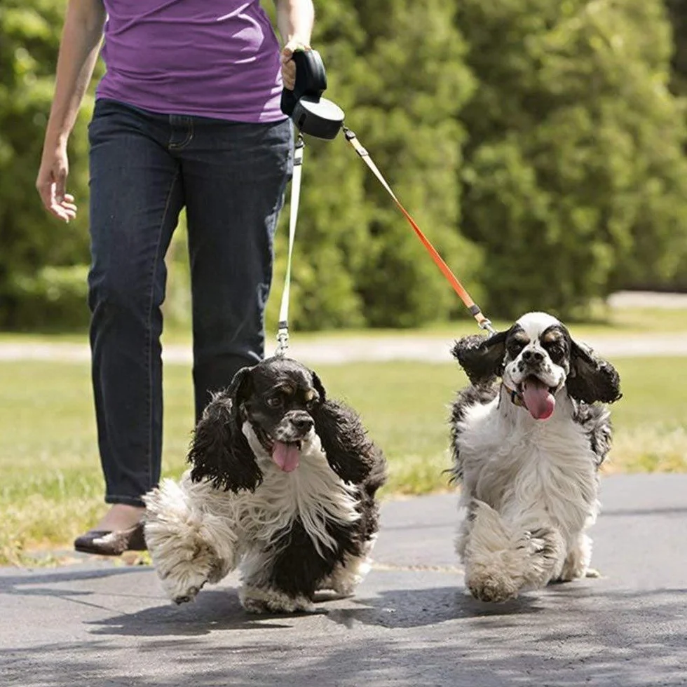 Voarge Guinzaglio Retrattile Automatico per Cani, Doppio per 2, Adatto per Piccola e Media Taglia Senza Grovigli