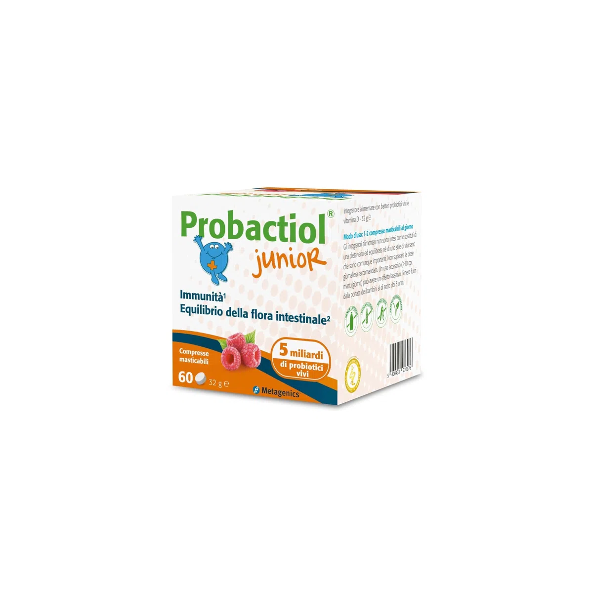 Metagenics Probactiol Junior - Equilibrio della Flora Intestinale - Sostiene l’Immunità - 60 Compresse Masticabili