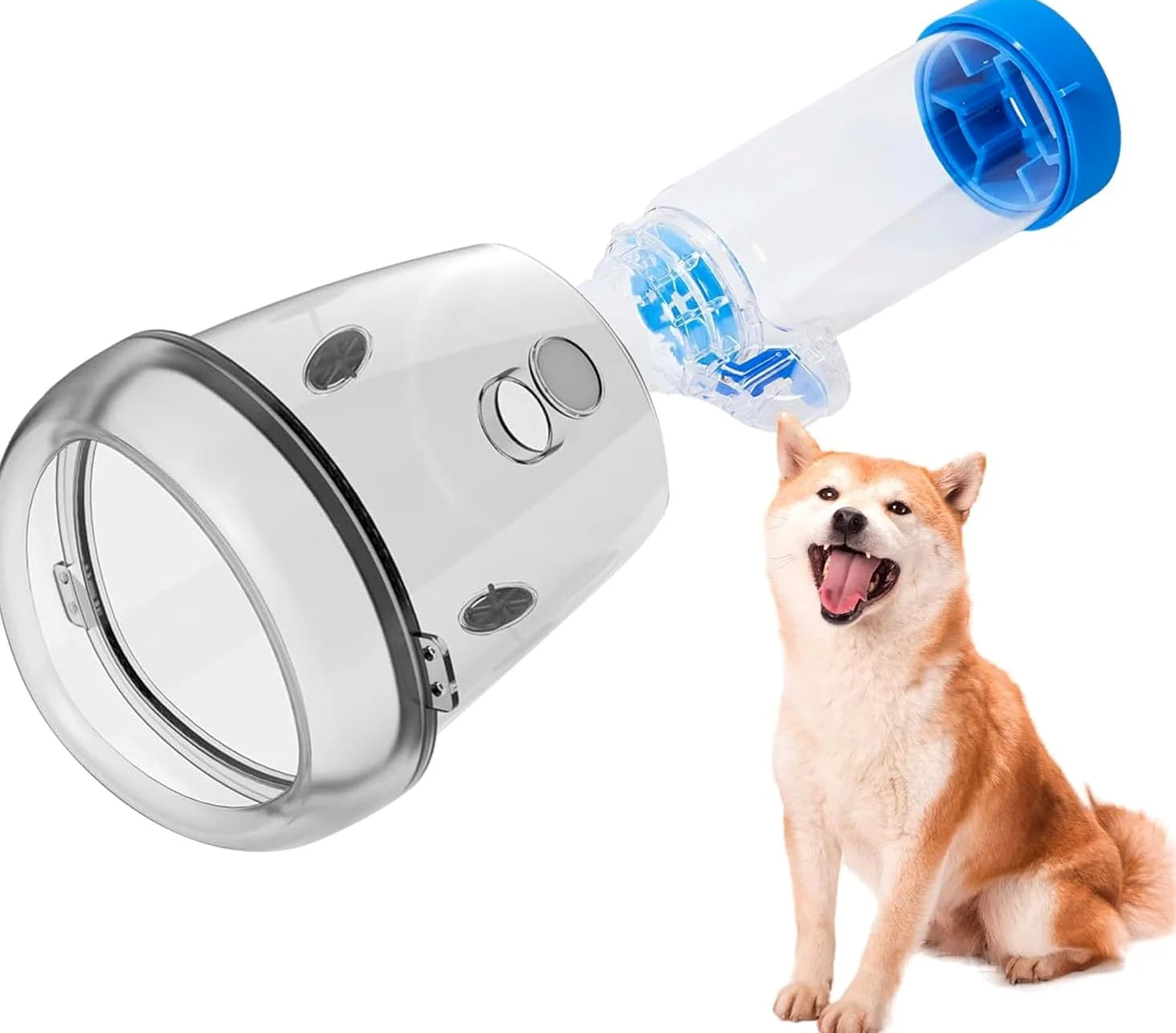Distanziale per inalatore per Cani, con Display, Camera aerosol per Cani con Maschera di Ossigeno in Silicone, per Uso Domestico e all'aperto, per Cani di Taglia Media (M)