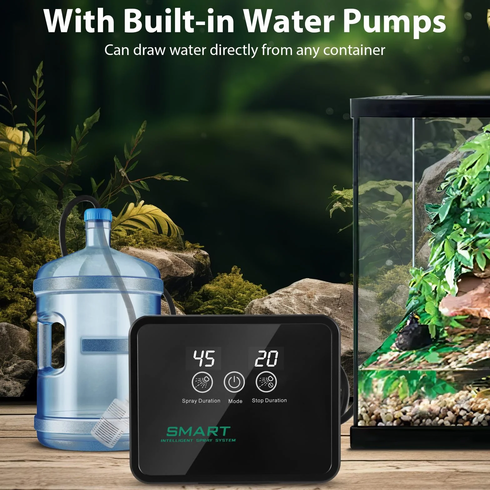 Nebulizzatore Terrario, Umidificatore Rettile Sistema di Nebulizzazione per Rettili Atomizzatore Automatico con Timer e Ugelli di Spruzzo a 360° Sistema di Irrigazione per Terrar Piante