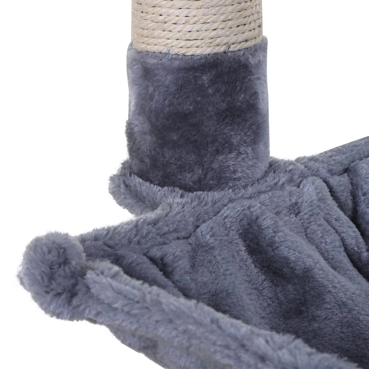 PawHut Albero Tiragraffi per Gatti Multilivello, Gioco per Gatti con Amaca e Pallina Appesa in Legno e Peluche, 50x36x70cm, Grigio