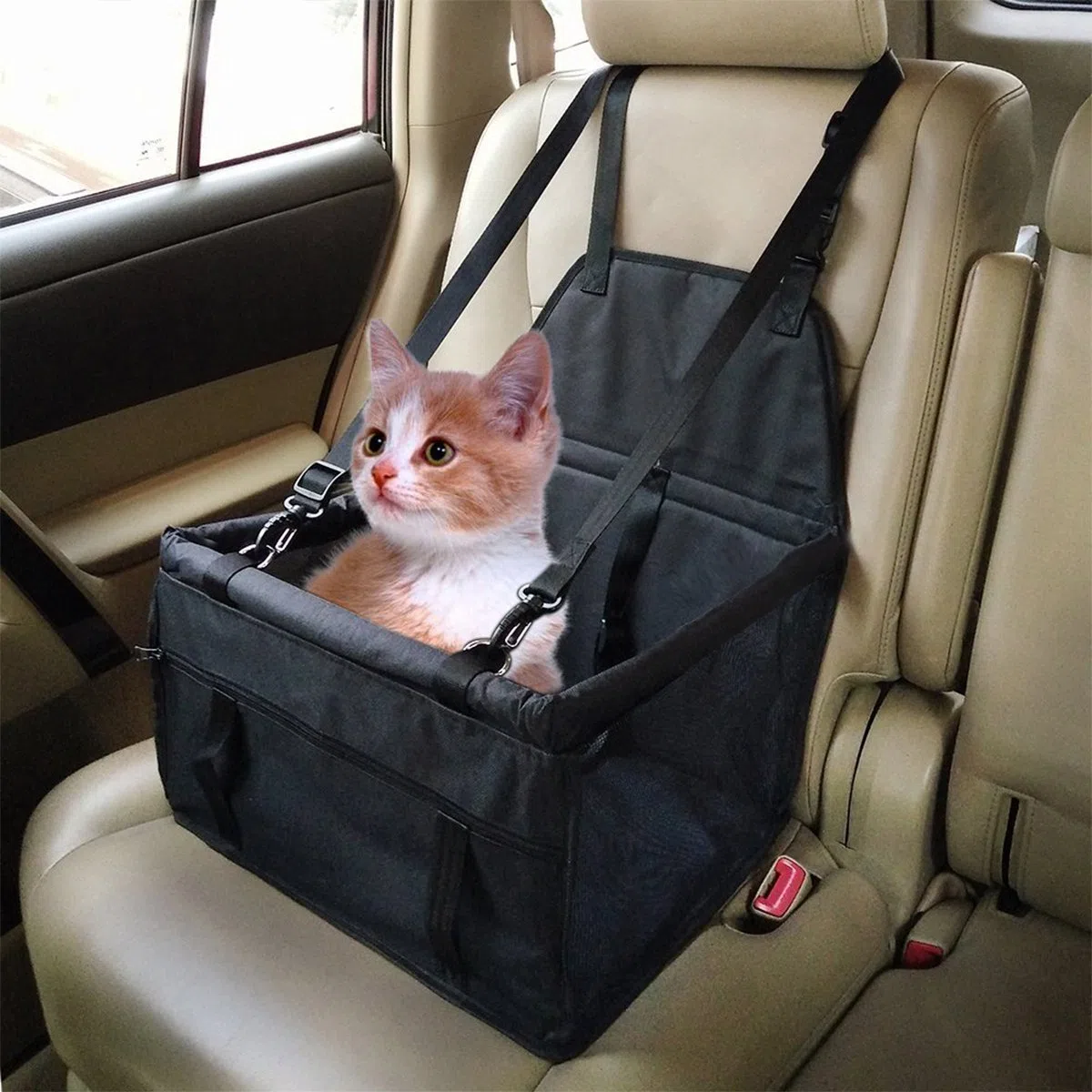 PETCUTE Pieghevole Animale Domestico Auto Booster Sede Vettore per Cane da Gatto Cane Viaggio All'aperto Gabbia Sede Copertina Vettore con Il Guinzaglio di Sicurezza Blu