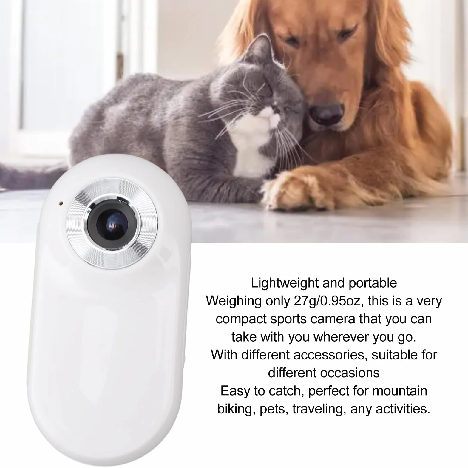 Greensen Fotocamera per Collare Cani e Gatti, Mini Action Camera Subacquea HD 1080P, Grandangolo 170°, per Animali Domestici
