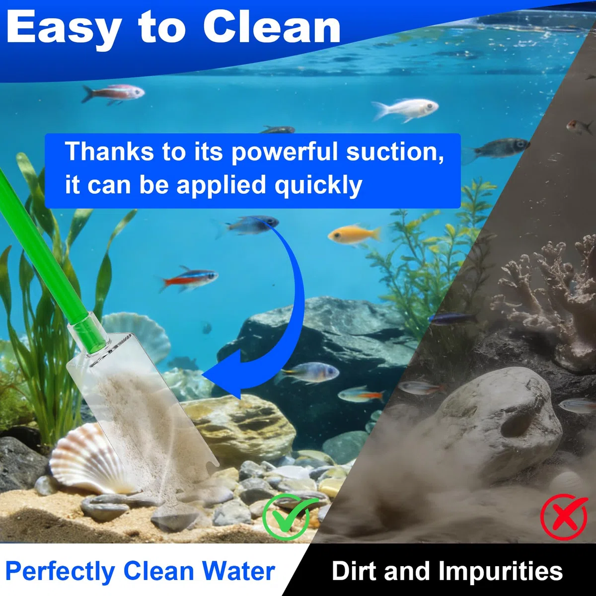 Sifone per Acquario, Cambio d'Acqua per Acquario, con Tubo 1.8 M ed Estensibile Strumenti, Detergente per Ghiaia per Acquari Kit con sifone per Acquari e Tartarughiere