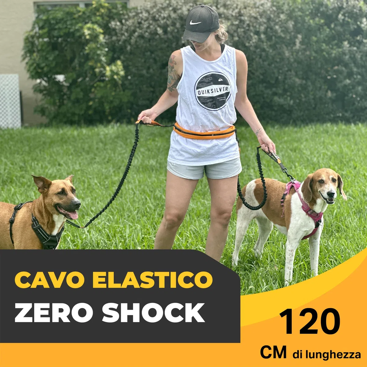 Guinzaglio Mani Libere per Cani - Da Corsa, Cintura Dog Trekking/Jogging, Canicross Fino a 60 Kg
