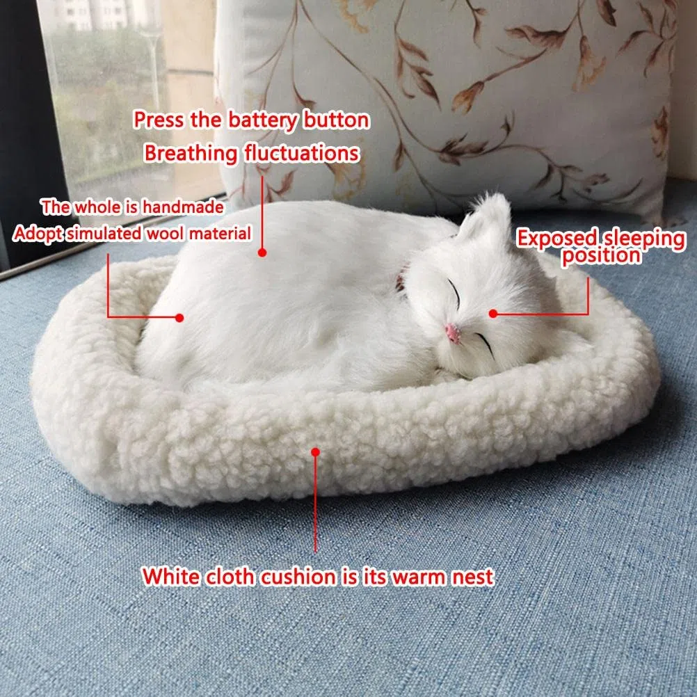 Giocattolo Realistico per Gatti Che Dormono, Bambola di Peluche per Gatti Che Respira con Tappetino, Giocattoli Interattivi di Peluche per Animali Domestici Farciti Realistici (1)